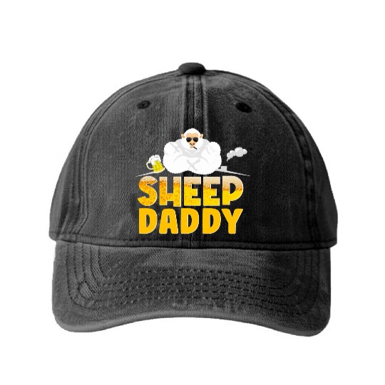 Sheep Daddy Sheep Dad Farmer Poultry Farmer Washed Denim Baseball Caps
