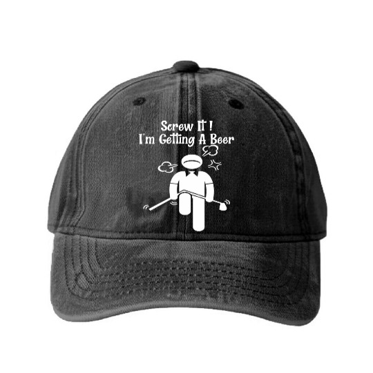 Golf Beer Golfer Father Day Mother Day Washed Denim Baseball Caps