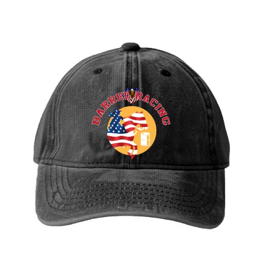 Cowgirl Barrel Racing Sport Come On Cowgirl Art Washed Denim Baseball Caps