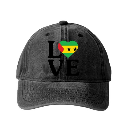 Love Sao Tome and Principe Washed Denim Baseball Caps