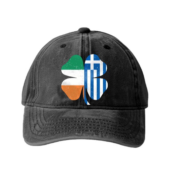 Greek Irish Shamrock Greece Ireland St Patrick'S D Washed Denim Baseball Caps