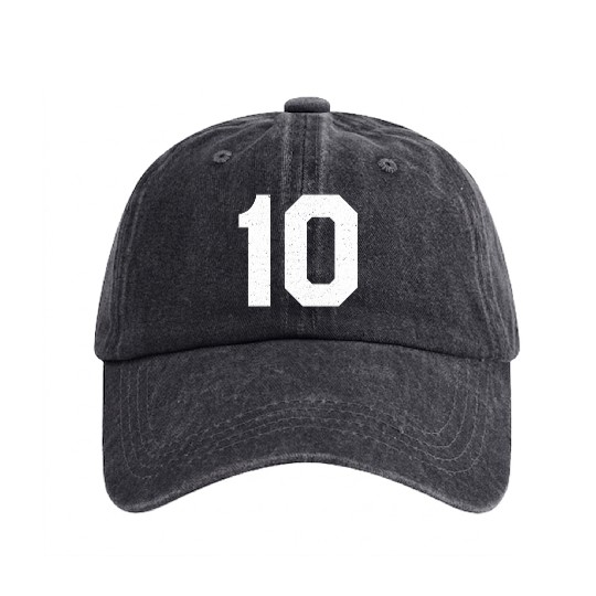 Jersey Number 10 Ten Athletic Sports Washed Denim Baseball Caps