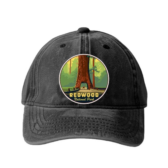 Redwood National Park Washed Denim Baseball Caps