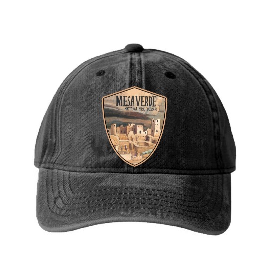 mesa verde national park Washed Denim Baseball Caps