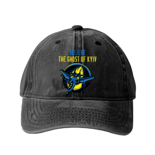 The Ghost Of Kyiv Believe Ukraine I Stand With Ukr Washed Denim Baseball Caps