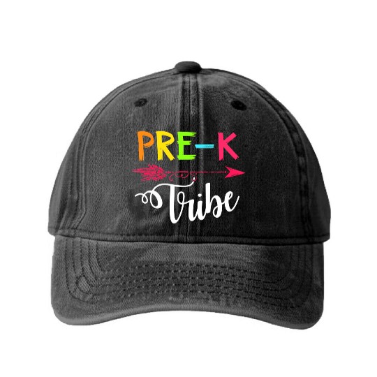 Team Pre K Teacher Tribe Back To School Washed Denim Baseball Caps