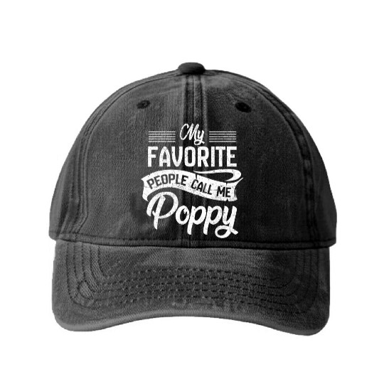 My Favorite People Call Me Poppy Grandpa Fathers D Washed Denim Baseball Caps