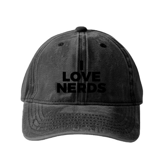 I Love Nerds Washed Denim Baseball Caps