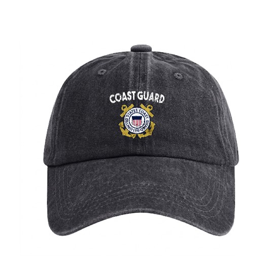 Proud Coast Guard Military Pride Washed Denim Baseball Caps