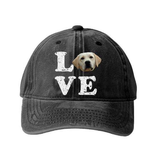 I Love My Yellow Lab Labrador Retriever Dog Washed Denim Baseball Caps