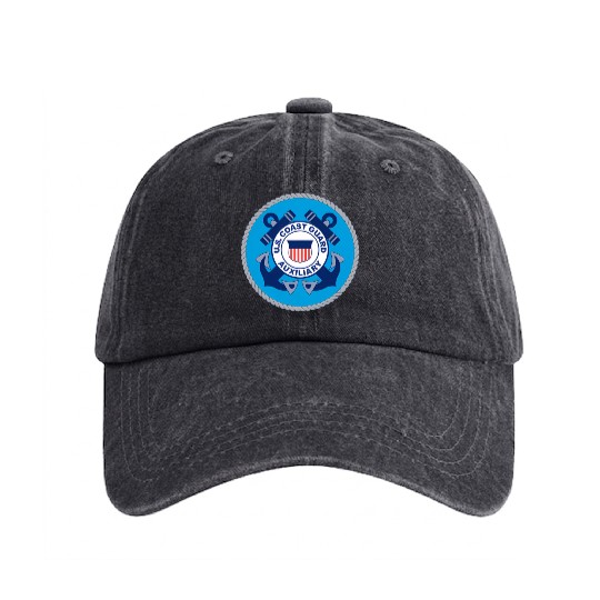 Us Coast Guard Auxiliary Uscga Volunteer Service Washed Denim Baseball Caps