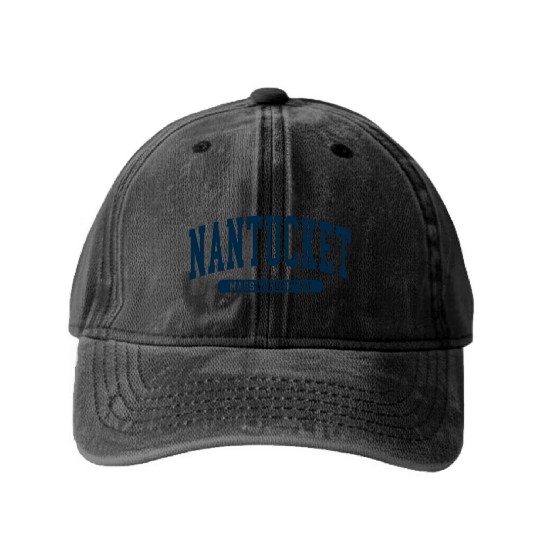 Nantucket Massachusetts Washed Denim Baseball Caps