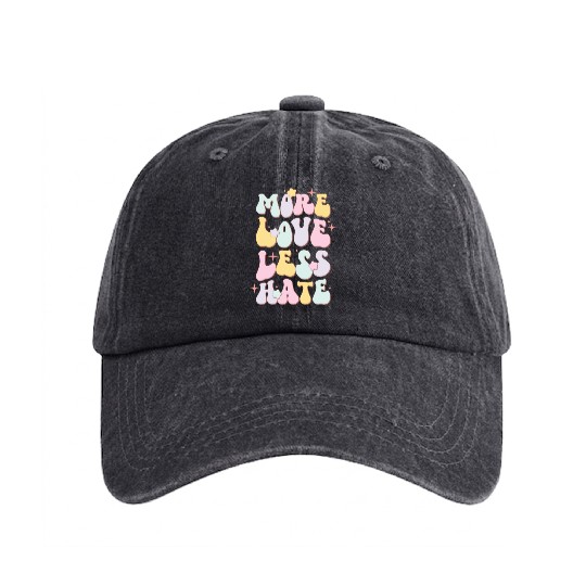 More Love Less Hate, LGBT Pride Month Washed Denim Baseball Caps