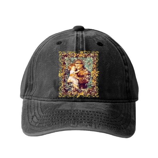 Saint Anthony of Padua Catholic St. Rosary Prayer Washed Denim Baseball Caps