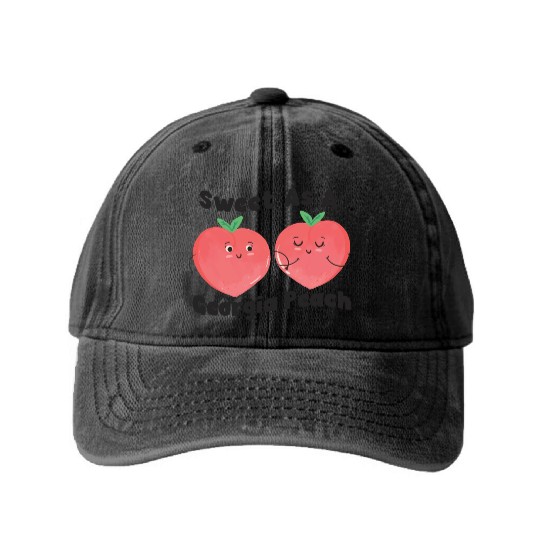 Sweet As A Georgia Peach Cute Funny Southern Washed Denim Baseball Caps