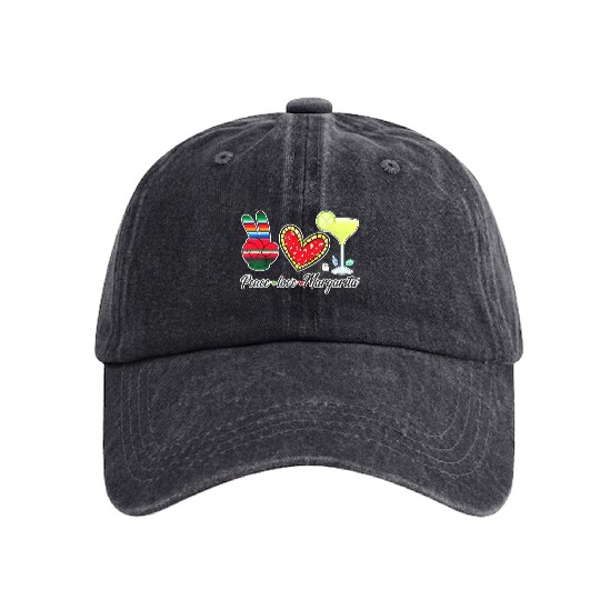 Peace Love Margarita for Plus Size Washed Denim Baseball Caps