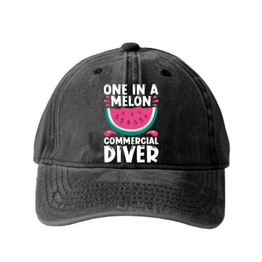 Diving Diver Melon Commercial Diving Washed Denim Baseball Caps