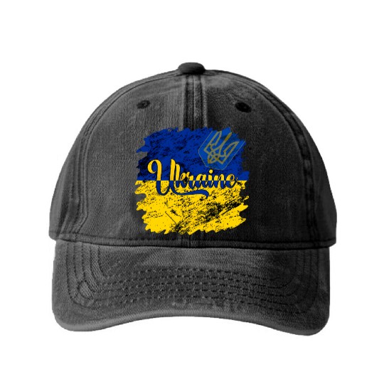 Ukraine Ukrainian Flag I Stand With Ukraine Pride Washed Denim Baseball Caps