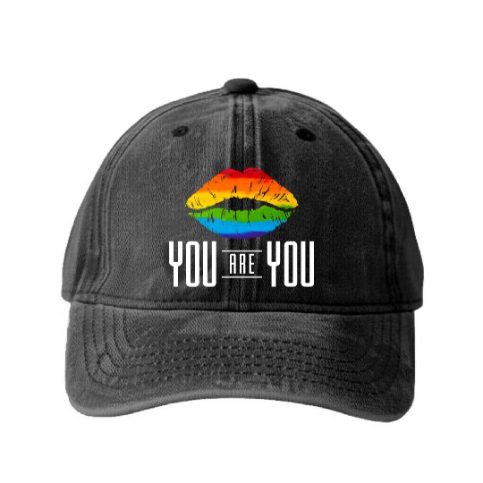 Gay Pride Kiss Rainbow Lgbt Gay Lesbian Gift Washed Denim Baseball Caps