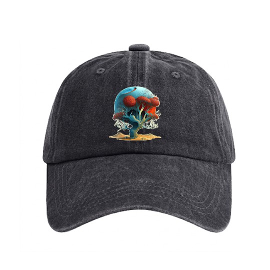 Desert Crimson Dreaming Washed Denim Baseball Caps