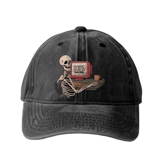 Funny Geek Skeleton Gift Washed Denim Baseball Caps
