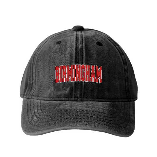 Birmingham Varsity Style Uk Sports Washed Denim Baseball Caps