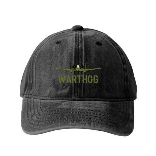 Olive Green A-10 Warthog Art-Usa Military Jets Washed Denim Baseball Caps