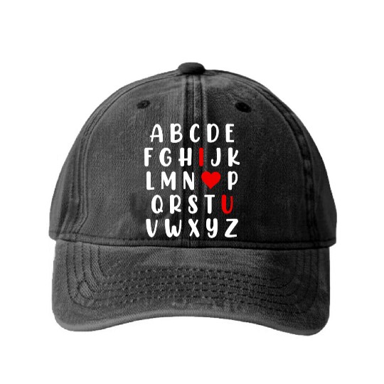 Abc Alphabet I Love You English Teacher Day Washed Denim Baseball Caps