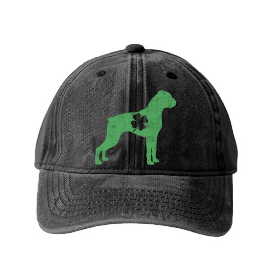 Awesome Boxer Saint Patrick'S Day Dog Dad Mom Washed Denim Baseball Caps