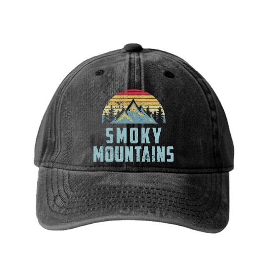 Retro Great Smoky Mountains National Park Washed Denim Baseball Caps