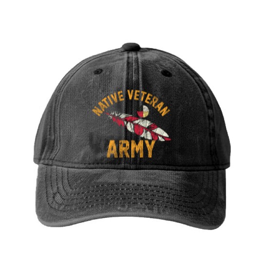Native American Vietnam Veteran Washed Denim Baseball Caps
