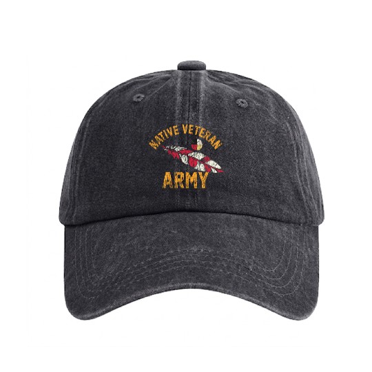 Native American Vietnam Veteran Washed Denim Baseball Caps