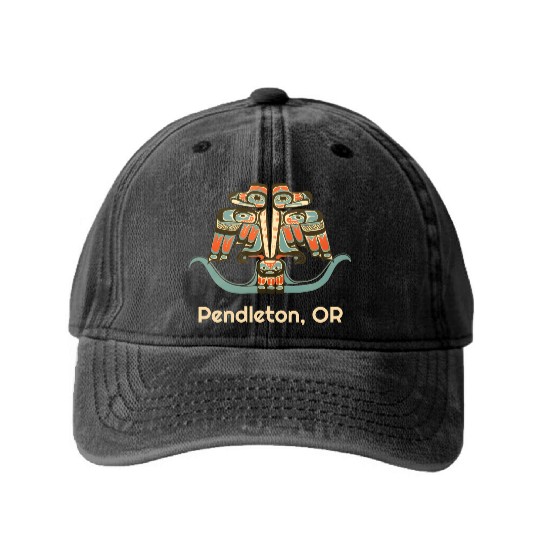 Pendleton Oregon Thunderbird Nw Native American Washed Denim Baseball Caps