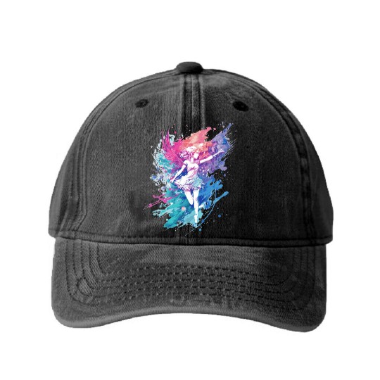 Watercolor Fantasy Fairy Grunge Pastel Goth Butter Washed Denim Baseball Caps
