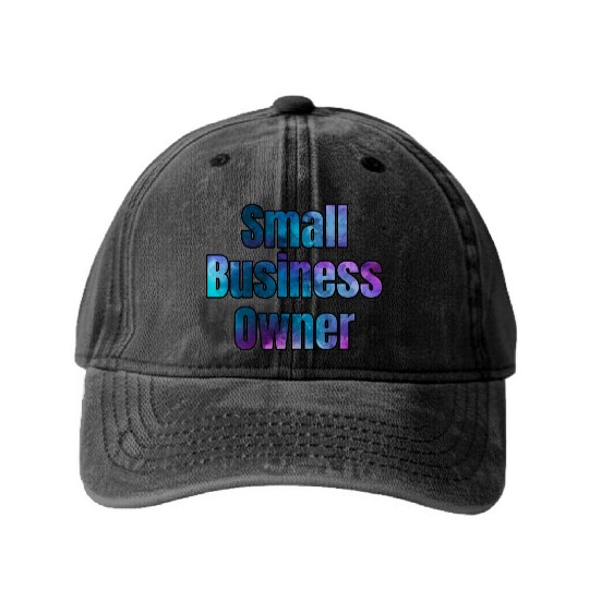 Small Business Owner watercolor Washed Denim Baseball Caps
