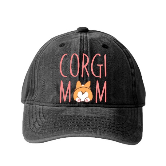 Corgi Butt Corgi Mom Dog Mom Pembroke Welsh Washed Denim Baseball Caps