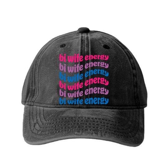 Bi Wife Energy Gay Pride Lesbian Lgbtq Washed Denim Baseball Caps