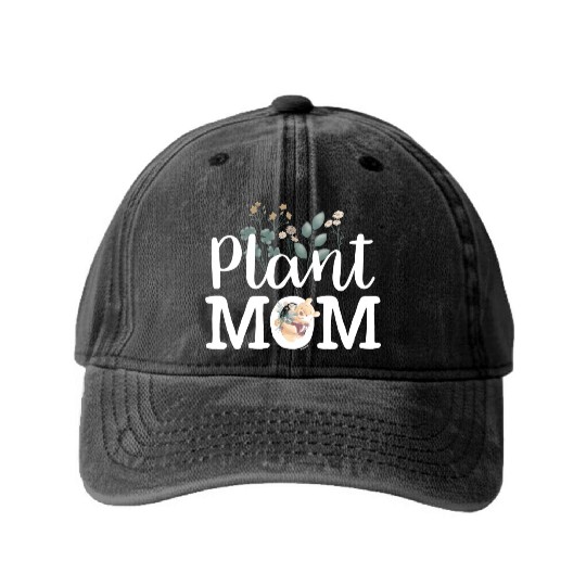Plant Mom Washed Denim Baseball Caps