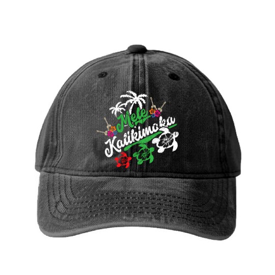 Mele Kalikimaka - Fun Merry Washed Denim Baseball Caps