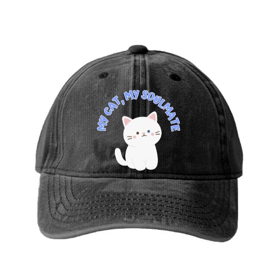 My Cat, My Soulmate, Cute Washed Denim Baseball Caps