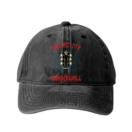 You're My Wonderwall Musician Guitarist Acoustic Washed Denim Baseball Caps