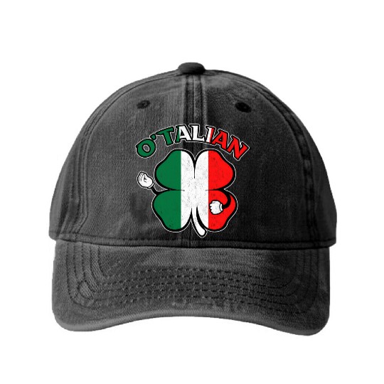 Italian St Patric Day Irish Italian O'Talian Washed Denim Baseball Caps