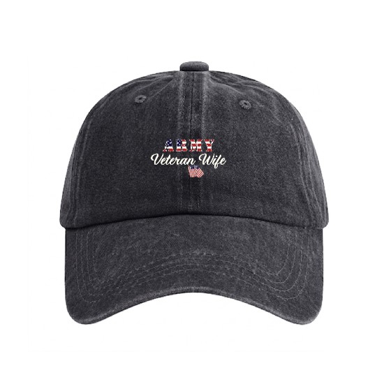 US Army Veteran Wife Washed Denim Baseball Caps