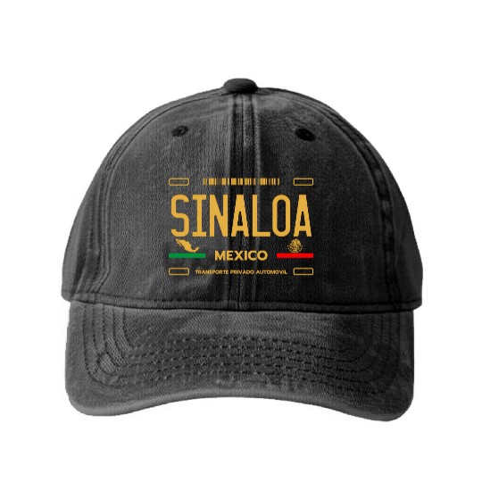 Sinaloa Meco License Plate Aesthetic Sinaloa Washed Denim Baseball Caps
