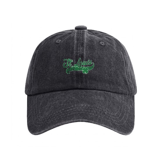 St Louis Shamrock St Patrick'S Day Saint Paddy'S Washed Denim Baseball Caps