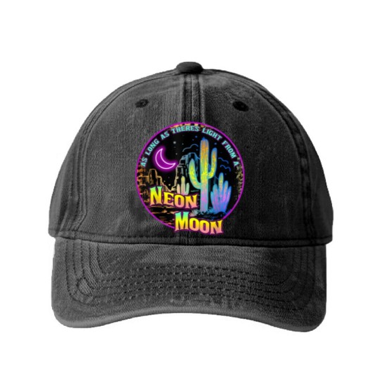 As Long As Theres Light From A Neon Moon Country Washed Denim Baseball Caps