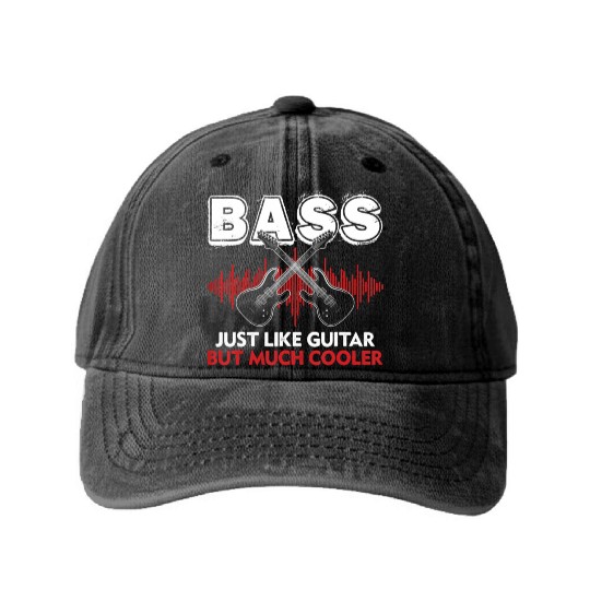 Bass just like guitar but much cooler Guitar Washed Denim Baseball Caps