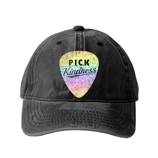 Pastel Rainbow Guitar Pick Pun Anti-Bullying Pick Washed Denim Baseball Caps