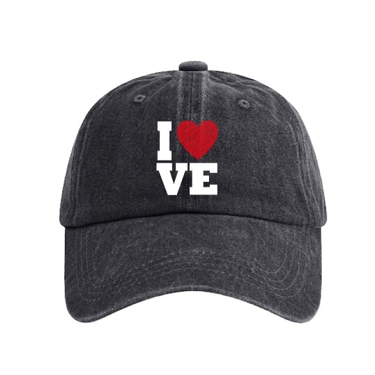 Love Heart Typography for Valentines Day Washed Denim Baseball Caps