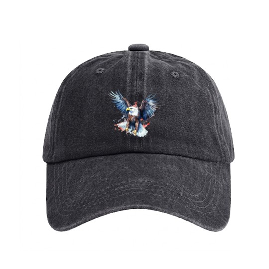 Eagle 4Th July Independent Day Washed Denim Baseball Caps